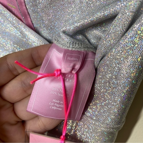 The Mighty Company Disco Split Leg Trouser in Silver Glitter - Picture 4 of 7